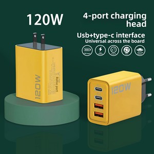 120W Multi-Port Fast Charger 2 USB-C PD Ports + 2 QC3.0 USB Ports Universal Travel Adapter for US/EU/<strong>UK</strong> Plugs - Product Image 1