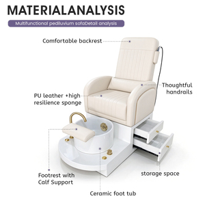 High Quality Luxury Modern Pedicure Chair for Nail Salons Pedicure Foot Spa with Adjustable <b>Seat</b> and Backrest for Nail Techs - Product Image 2