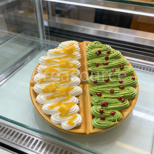 Lifelike Split Belgian Waffle Figurine Plastic Eco-Friendly Faux Mango Cream Matcha <b>Toppings</b> <b>Aesthetic</b> Food Decor Home Kitchen - Product Image 4