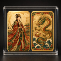 Carte de collection en métal double face Empress Dragon Chinois, cadre doré, Phénix, Couronne, Pivoine, Perle, Décoration Impériale, Cadeau