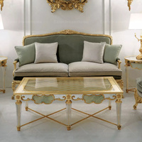 Table basse carrée de luxe haut de gamme en acrylique avec incrustations de jade baroque pour villa de luxe, hall d'hôtel