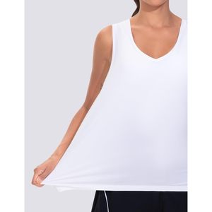 FOXA Camiseta sin mangas con cuello en V para mujer, elástica, holgada, de secado rápido, para yoga, con abertura lateral - Product Image 6