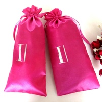 Promotion de luxe Extension d'emballage de cheveux vierges réutilisables pochette de rangement de la poussière en soie sac à cordon en satin avec logo