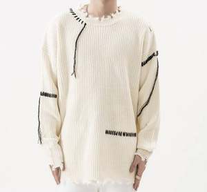 Pull en tricot de style raglan à la mode personnalisé Pull en tricot à manches longues pour hommes - Product Image 5