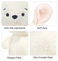 Peluche Lapin Blanc Mignon en Gros 33cm Doux et Bouclé Certifié EN71 CE pour Cadeau Enfant