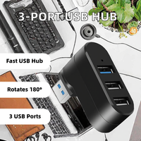 Mini hub USB 2.0 haute vitesse multiplié avec accessoire d'adaptateur d'ordinateur portable portable à rotation de 180 degrés en stock