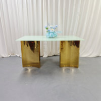 Table à manger en métal doré, vente en gros directe d'usine, luxe, mariage, banquet, réception d'hôtel, événement