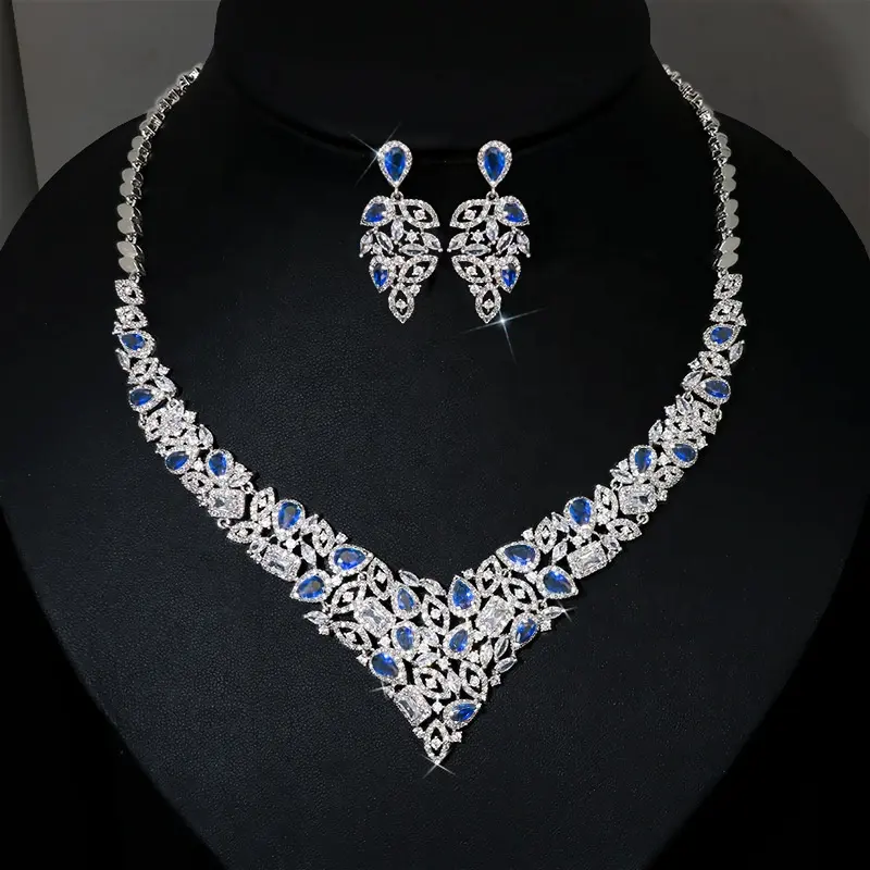 Luce gioielli 2020 moda 925 argento cristallo pietra collana e orecchini donne da sposa moda gioielli Set