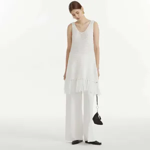 High-end Garment New Style Women Sleeveless Tassel Dress Cotton Summer Casual Loose Pleated Sleeveless T-shirt