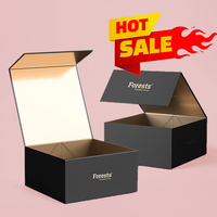 Grande boîte d'emballage cadeau pliante magnétique en carton ondulé rigide noir mat de luxe à impression personnalisée de vente en ligne
