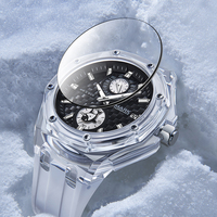 Reloj Deportivo Cronógrafo de Moda Mark Fairwhale para Hombre, Reloj de Cuarzo Masculino de Lujo con Caja Transparente de Acrílico, Resistente al Agua 3ATM, FW-5830
