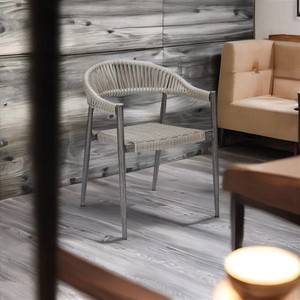 Patio Rope Plastic Weave Fabric Outdoor Indoor Aluminum Rattan Garden Bistro Club <strong>Chair</strong> Grey for the Restaurant - Product Image 6