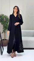 Ensemble Robe Modeste Nida Pearl Nouvelle Collection Longue Islamique Anti-Plis Ouverte Abaya de Dubaï Traditionnelle Musulmane Faite à la Main pour Femme
