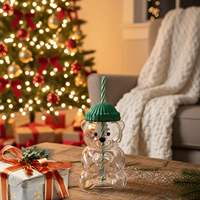 Verre à boisson en forme d'ours en peluche au design classique, nouvelle bouteille de jus d'ours de 16 oz avec bouchon en silicone vert, rouge ou jaune