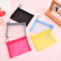 Pochette à monnaie en nylon personnalisable avec bordure colorée et fermeture éclair, mini sac de rangement pratique, sac à clés léger et polyvalent