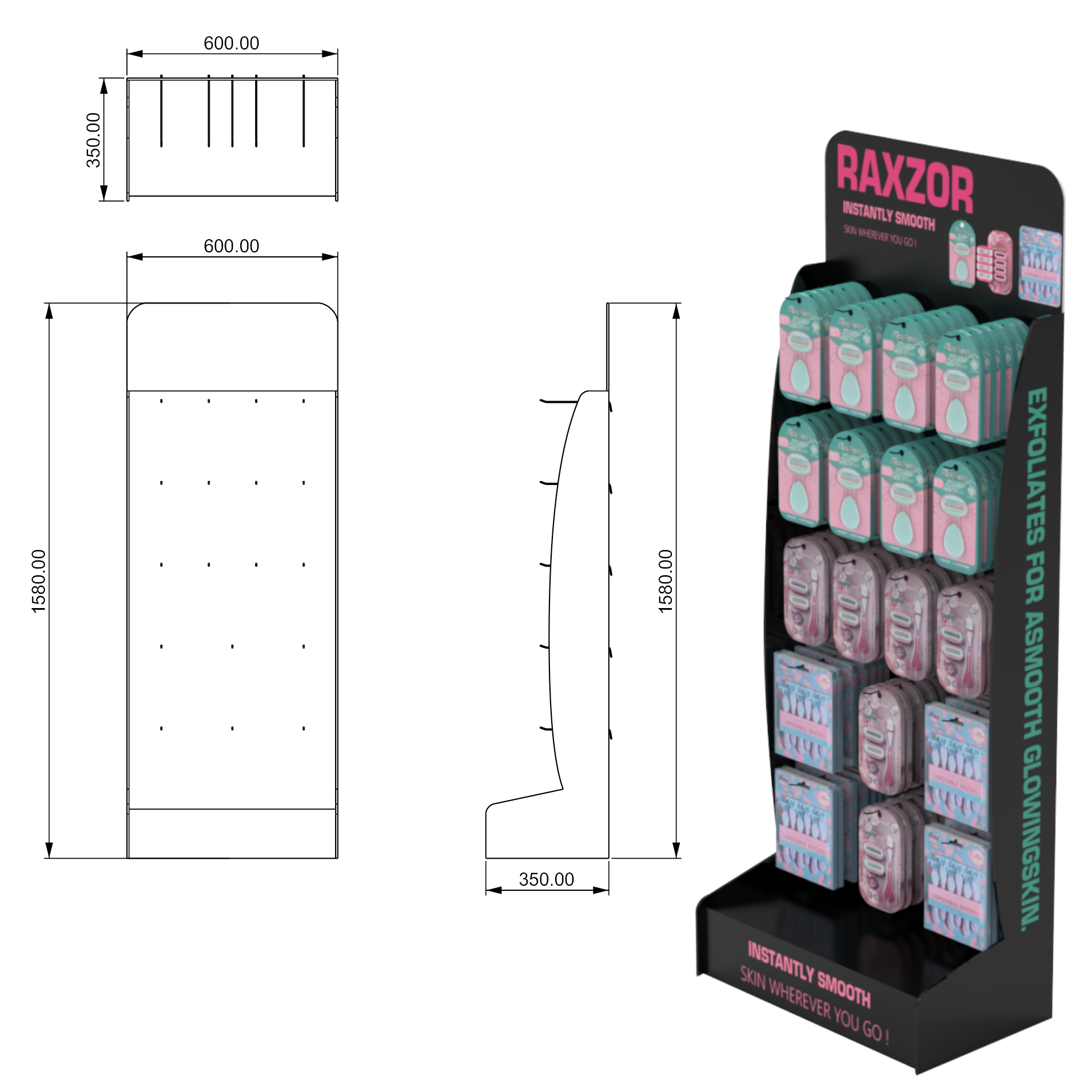 Apache Customized Light Duty Floor Standing Modern Cardboard Hook Display Rack for Supermarkets — view 3