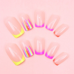 W1355 2025 Color neón <span class=keywords><strong>Colores</strong></span> coloridos Luna creciente Lado corto Nuevo producto Temperamento Mostrar puntas <span class=keywords><strong>de</strong></span> <span class=keywords><strong>uñas</strong></span> blancas <span class=keywords><strong>de</strong></span> otoño e invierno - Product Image 3