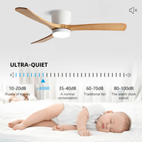 Nouvelles Tendances Ventilateur de Plafond Moderne 52 Pouces avec Télécommande, 3 Pales en Bois, Moteur DC, 5 Vitesses, Lumière LED, Faible Bruit, Intensité Variable, pour Maison et Bureau