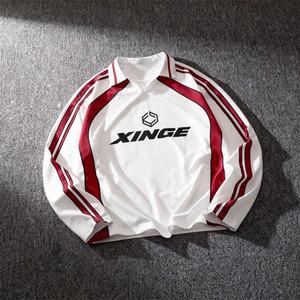 Camiseta Polo Unisex 2026, Nueva, Personalizada, OEM, a Rayas, Manga Larga, Estilo Casual Deportivo Urbano, Impresión Gráfica DTG, Corte Holgado - Product Image 1