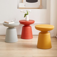 Table basse ronde moderne et simple en plastique avec structure métallique pour salon, entrée, meubles de maison, tables d'appoint de chevet, petites tailles