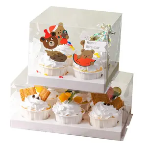 Hộp Đóng Gói Bánh Sinh Nhật Giáng Sinh Cốc Nướng Bánh Hộp Nhựa PVC Trong Suốt Cho Bánh Nướng Xốp