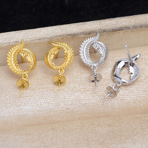 Accesorios de Plata 925 con Circonita, Baño de Oro, Soporte Hueco, Pendientes de Borla Semi-Acabados, Colgante de Perla, Joyería-JG5922 - Product Image 4