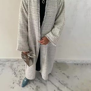 Abaya en tweed 2024, abaya d'hiver de Dubaï, manteau pour femmes musulmanes, abaya ouverte - Product Image 4