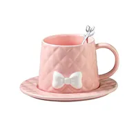 Кофейная кружка Kaffeebecher для девочек с логотипом на заказ, 350 мл, Taza Cafe Rosa, многоразовая, розового цвета, керамическая, фарфоровая чашка для кофе, набор