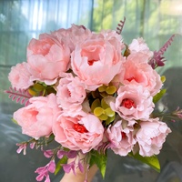 Bunga Peony Buatan Lima Cabang Sembilan Kepala Sutra Impor, Buatan Tangan untuk Fotografi Pernikahan, Dekorasi Taman dan Rumah