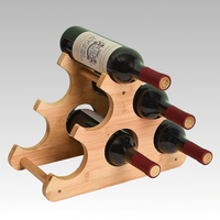 Porte-bouteilles à vin en bambou pour comptoir, support à bouteilles en bois pour 6 bouteilles, rangement à vin en bambou pour la maison, la cuisine ou le bar