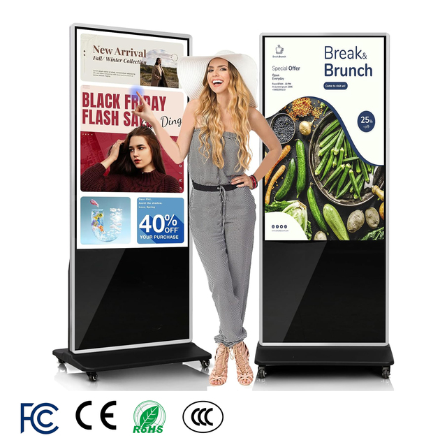 Floor-Standing 55 Inch Smart Commercial Display Android Smart 4K UHD Digital Sign Advertising Animation for Information Display