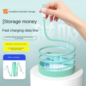 Cable de <span class=keywords><strong>USB</strong></span>-C magnético de 100W para IOS 1s, bobinado automático, nailon trenzado de 48 hilos, carga rápida sin enredos, 1,2 M para viajes/juegos - Product Image 3