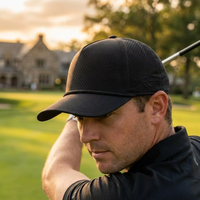 Casquette de baseball de luxe à 6 panneaux avec logo personnalisé, respirante, imperméable, perforée au laser, pour le sport et la course, 100% Dobby Dot sportif