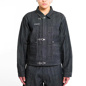 Veste en jean sur mesure pour homme, en denim selvedge japonais brut, style pompier, avec fermoir mousqueton - Product Image 1