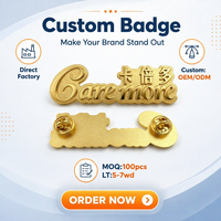 Badge personnalisé en métal plaqué or avec logo sablé |   Fabricant de broches et épinglettes personnalisées pour souvenirs d'entreprise