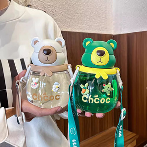 Decani Bear Themed Kids Water Bottle Bpa Free Portable Plastic Cup For Children Back To School Summer Use - Product Image 1