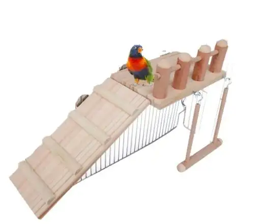 पक्षियों के लिए चढ़ाई वाली सीढ़ी के साथ बर्ड पर्चेस प्लेटफार्म स्विंग, पक्षी खिलौना तोता स्प्रिंगबोर्ड सीढ़ी स्विंग थ्री-पीस खिलौना सेट