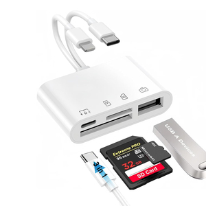 Lecteur de <span class=keywords><strong>carte</strong></span> <span class=keywords><strong>SD</strong></span> portable USB-C <span class=keywords><strong>vers</strong></span> Lightning avec port OTG femelle, double ports, <span class=keywords><strong>adaptateur</strong></span> de <span class=keywords><strong>carte</strong></span> mémoire 4-en-1 avec charge rapide - Product Image 2