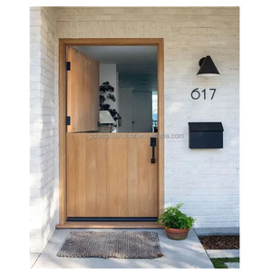 <span class=keywords><strong>Puerta</strong></span> Doble de Entrada Batiente Estilo Rústico Antirrobo de Madera Maciza con Acabado y Vidrio - Product Image 6