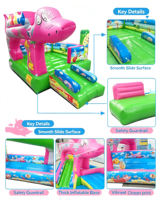 Château gonflable commercial en PVC rose océan de 0,55 mm, 3x4m, pour enfants, idéal pour la location événementielle