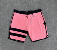 Short de bain rose pour homme avec rayures noires, séchage rapide, taille à cordon de serrage, décontracté