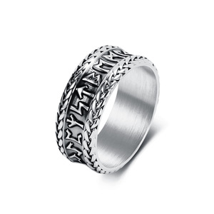 New Shan Hai Retro Nordic Viking Text <b>Titanium</b> Steel <b>Ring</b>, Niche Artistic Retro Men's yunnique Cultural Jewelry - Product Image 5