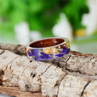 INS Bijoux Pour Homme Violet Bois Et Résine Séchée Fleur Anneau