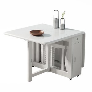 Nordic Style Modern <strong>White</strong> Dinner Room Furniture <strong>4</strong> <strong>Chairs</strong> Space Saving Foldable <strong>Dining</strong> Tables <strong>Set</strong> - Product Image 6