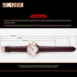 SKMEI9127นาฬิกาควอตซ์6พินมัลติฟังก์ชันกันน้ำสำหรับผู้ชายเคสหนังทันสมัย - Product Image 5