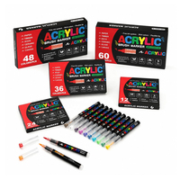 Kit de marqueurs acryliques à pointe souple, à base d'eau, opaques, empilables, 12-168 couleurs, pour graffitis multi-surfaces, pour les studios d'art et d'artisanat