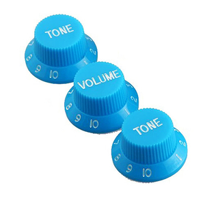 Kenop Kontrol Pedal AMP Efek 2 Nada dan 1 <span class=keywords><strong>Volume</strong></span> Plastik Biru Grosir, Kenop Gitar Top Hat untuk Gitar Elektrik dan Bass - Product Image 1