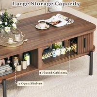 Table basse moderne convertible avec porte coulissante, rangement, en bois, meubles de salon, table d'appoint