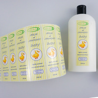 Autocollant carré personnalisé avec logo pour bouteille, autocollant brillant en verre laminé pour gel douche
