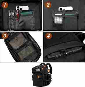 Mochila Táctica de Mezclilla para Hombre y Mujer, 45L, Estilo Militar, para 3 Días, con Sistema Molle, Color Negro - Product Image 6